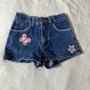 Limited Too Denim Shorts with Pink Floral Embroidery